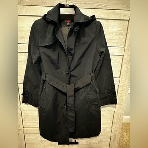 123. Gallery Women's Classic Black Trench Coat rain coat
